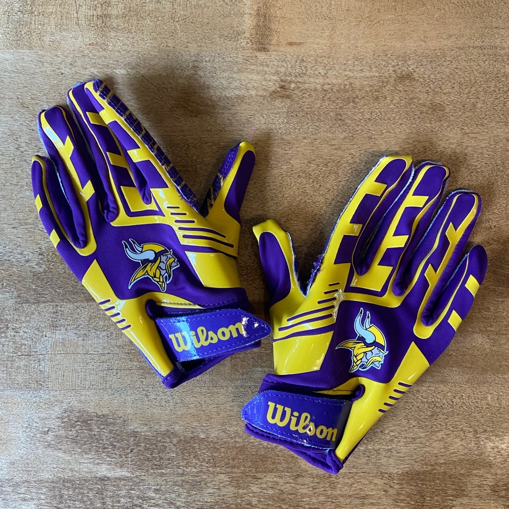 Wilson Kids Minnesota Vikings Purple and Yellow Football Gloves